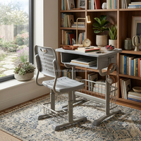 Zoshine - Juego de Escritorio y Silla de Plástico de Buena Calidad y Precio, Muebles Escolares para Estudiantes, para Biblioteca o Sala de Lectura
