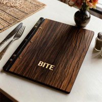 Kustom Folder Menu kayu ukuran terukir papan Menu restoran penutup Menu buku untuk A4 dan huruf