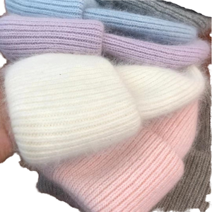 Nuevo Gorro de Punto de Felpa Cálido para Mujer, Invierno 2026, con Logotipo Personalizado, Suave y Peludo, de Pelo de Conejo Largo, Gorro de Mujer - Product Image 1