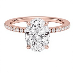 Bague solitaire en diamant taille ovale plaqué or 18K 14K, diamant CVD, bague de fiançailles, cadeau d'anniversaire de mariage, bijoux fins pour femmes - Product Image 1