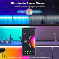 Lumières LED USB intelligentes Zigbee, bande LED RGB Wifi, rétroéclairage LED pour téléviseur, bande LED flexible RGBW 6V, fonctionne avec Alexa Google