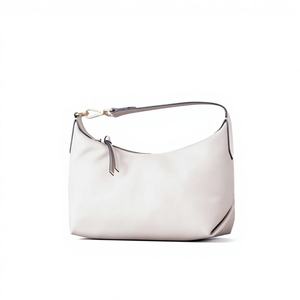 Sac hobo en cuir véritable blanc crème pour femme, petit sac à bandoulière, sac à main souple, fermeture éclair, sangle, mode féminine, minimaliste, imperméable - Product Image 1