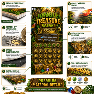 Billets de loterie à gratter personnalisés en gros, emballage en rouleau, règles de jeu gagnant, échantillon DIY, cartes-cadeaux promotionnelles - Product Image 5