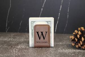 Mineti - Clip para Billetes Personalizado de Cuero PU Grabable por Láser de 1 3/4" X 2 1/2" - Regalo del Día del Padre para Él, Esposos y Padrinos de Boda - Product Image 2