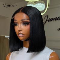 Perruques Bob en Cheveux Humains Bruts 100% Naturels, Couleur Noire, Densité 250%, SDD Lisses Comme des Baguettes, 5x5, 10 Pouces, Vente en Gros