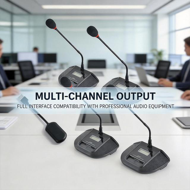 4-Channel UHF Wireless Gooseneck Microphone System Cardioid Condenser Desktop Mic + Receiver for Conference Presentation Lecture