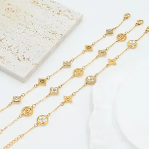 High Quality 18k Gold New Design Fashion Exquisite Jewelry Bracelet Stainless Steel Chain 4 Leaf Clover Bracelet Women
