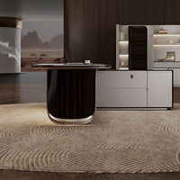 Bureau de direction moderne de luxe en forme de L, table de direction en bois massif de qualité E0 avec prise intelligente et grand espace de rangement