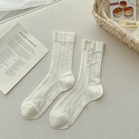 2026 Spring/Summer New Ballet-Style Women's Socks Sweet Cute Mid-Calf Seamless Sweat-Absorbent Bows Bowknot Ruffle Socks