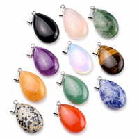 Pendentif en cristal naturel en forme de goutte d'eau 16x24mm, breloque en pierre précieuse pour collier et bijoux DIY