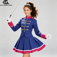 Tenues de majorettes de fanfare bleu roi, uniformes de majorettes, costumes de spectacle de danse et d'arts de la scène, robes, conception gratuite