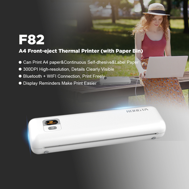 RONGTA F82 300DPI Portable A4 Thermal Printer Wireless Bluetooth WIFI USB Mobile Document Printers with Paper Bin