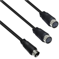 Câble adaptateur personnalisé Mini DIN 9Pin Splitter Y double Mini DIN 9Pin femelle à mâle câble d'alimentation AV s-vidéo