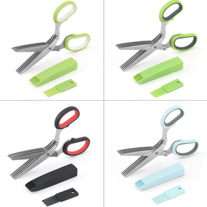 Multipurpose Shear <span class=keywords><strong>Sharp</strong></span> Kitchen Scissor 5 Lâmina Cortador De Aço Inoxidável Tesoura Erva com Tampa De Segurança e Pente De Limpeza - Product Image 3