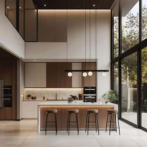 Meubles de cuisine intégrés de style moderne, îlot sur mesure, unités murales, installation facile, appartements prêts à la rénovation, acier inoxydable MDF - Product Image 1