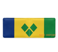 Dompet Kulit Bendera Puerto Rico untuk Pria, Dompet Lipat Dua Kapasitas Ekstra dengan Jendela ID, Dompet Tipis dengan Banyak Slot Kartu
