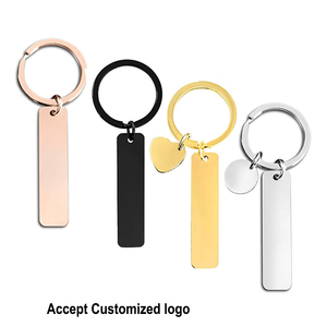 Tùy Chỉnh Khắc Biểu Tượng Hình Chữ Nhật Vuông Vòng Keyring Dải Thanh Trống Móc Chìa Khóa Gương Đánh Bóng Thép Không Gỉ Tự Làm Keychain - Product Image 4