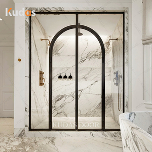 Vente en gros Portes de <span class=keywords><strong>douche</strong></span> à double tour Portes intérieures en aluminium avec arche en verre Portes de salle de bain françaises en arc - Product Image 1