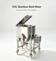 Mélangeur à ruban horizontal industriel pour la production de produits chimiques, alimentaires et d'aliments pour animaux, en acier inoxydable 304, équipé de roulettes verrouillables