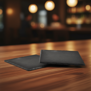 KESPER Coasters 2 Pack 5 Inches <b>Square</b> Slate Stone Drink Placemats For <b>Bar</b> <b>Table</b> Use - Product Image 3
