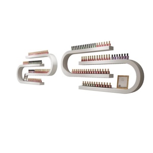 Étagère murale moderne en bois blanc pour vernis à ongles, pour salon de beauté - Product Image 5