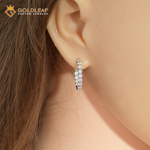 Pendientes de Aro con Moissanita de Corte Redondo, Plata de Ley 925, con Incrustaciones de Circonitas, para Regalo de Boda o Fiesta - Product Image 2
