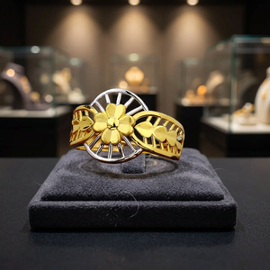 Anillo de Cóctel Floral, Oro Sólido de 18K, Chapado en Rodio, Estilo Vintage, para Boda, Fiesta, Aniversario, Unisex, Uso Diario - Product Image 5