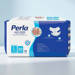 Perla Couche-culotte jetable pour adulte, protection anti-fuites, surface sèche, feuille de protection respirante, capacité d'absorption de 800 ml, unisexe, taille L, 30 pièces - Product Image 1