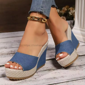 Women Wedge Fish Mouth Sandals Lady Plus Size Summer Slippers Heightening Thick Bottom <b>Shoes</b> - Product Image 1