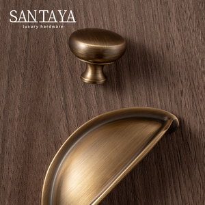 Hình Chữ U Antique Brass Chải Đồ Nội Thất Xử Lý Rắn Brass Shell Ngăn Kéo Núm Hiện Đại Đơn Giản T-Bar Tủ Bếp Kéo Dài - Product Image 4