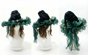 Nuevo Sombrero de Bruja/Mago de Terciopelo Esmeralda para Halloween 2026, Accesorio de Lujo, Estilo Celebridad - Product Image 4