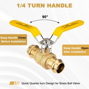 Válvula de bola de 1/2 pulgada Press Pro con sellado EPDM, 200 psi, conexión para tubería de cobre, paso completo, cierre de bloqueo, paquete de 2 - Product Image 5