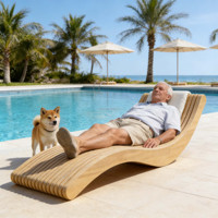 Chaise longue paramétrique moderne en bois massif, durable, pour piscine, resort, patio, jardin, mobilier d'extérieur