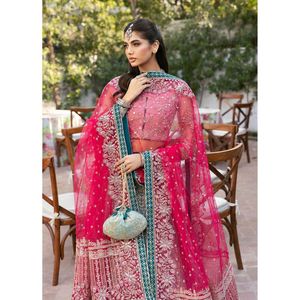 Anarkali Lehenga Choli pakistanais pour femmes, broderie de style nuptial, travail de pierres, manches longues, robe longue de soirée - Product Image 4
