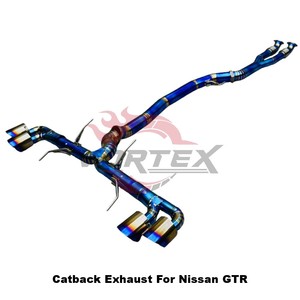 Sistema de Escape de Alto Rendimiento Vortex de 102MM en Titanio para Nissan GTR R35 VR38DETT, Diseño Recto Azul Quemado - Product Image 4