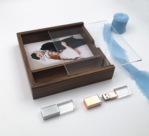 OEM Gói Quà Cưới 4*6Inch 10X15Cm Album In Ảnh Hộp Ảnh Bằng Gỗ Bìa <span class=keywords><strong>Acrylic</strong></span> Kèm Ổ USB Flash Bằng Gỗ - Product Image 5