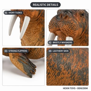 Figurine de jouet morsue en PVC marron, 26x17x12cm, jouet éducatif pour animaux marins, décoration de bureau pour enfants, garçons et filles, jouet éducatif - Product Image 4