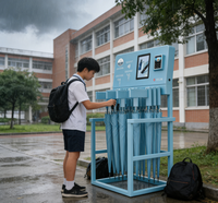 Distributeur automatique de parapluies toutes saisons pour la location – Idéal pour les plages et les parcs – Fonctionnement 24h/24 et 7j/7 – Paiement par espèces/cartes/monnaie – SDK Wi-Fi/4G LTE