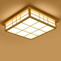 Plafonnier LED en bois massif et acrylique de style japonais - Design moderne, indice de protection IP55, interrupteur 220V pour