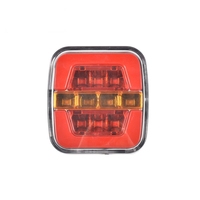 Feu arrière combiné carré à LED, clignotant, frein, stop, avec cadre chromé, 12V 24V, étanche, pour camion, remorque, fourgon, bateau, caravane