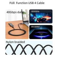 Câble USB4 DFX 2M 40 Gbit/s 240 W Type C vers C, Câble Tressé Compatible TB4 avec E-Marker pour Hub USB C Universel, Station d'Accueil, EGPU