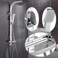 Celldeal — ensemble de douche en alliage d'aluminium, nouveau, avec plat à savon, douche à main, robinets thermostatiques, mitigeur douche