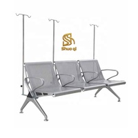 Chaise d'attente standard 3 places pour hôpital et clinique, siège en acier inoxydable, design moderne, non pliable, assise continue pour usage commercial
