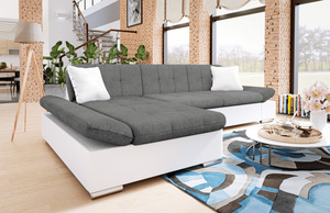 Canapé-lit d'angle modulaire moderne en cuir et tissu avec cadre en bois pour le salon, la chambre, l'hôtel, l'appartement ou la villa - Product Image 6