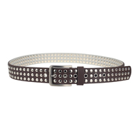 Ceinture en cuir PU marron à clous style punk, pour la vente en gros et la distribution, idéale pour jeans, disponible en vrac