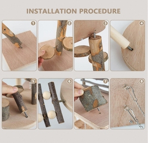İki katmanlı ahşap oyun alanı aktivite platformu köprü Modern tasarım elma ahşap çiğneme oyuncaklar küçük evcil tırmanma oyuncaklar için - Product Image 4