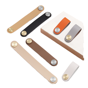 Kenop kulit kuningan kualitas tinggi perangkat keras furnitur Laci kabinet warna kustom kenop tarik pegangan kulit untuk lemari - Product Image 5