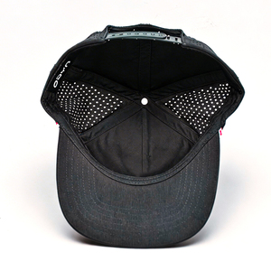Men's Sporty Performance Perforated Rope Cap Custom Logo Embroidered 5-Panel Laser Baseball <b>Hat</b> with Letter Pattern - Product Image 4