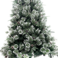 Pohon Natal Berlapis Salju Buatan dengan Hiasan Buah Pinus, Dekorasi Liburan Musim Dingin untuk Pajangan Jendela Mal & Etalase Dalam Ruangan