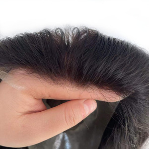 Perruques, postiches et systèmes capillaires en cheveux humains indiens Remy pour hommes, à nœuds blanchis, ondulation naturelle, noués à la main, meilleur prix, bonne qualité - Product Image 1